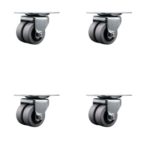 Service Caster Low Profile Thermoplastic 2'' Dual Wheel Top Plate Swivel Caster Set, 4PK SCC-DW04S21316-TPRS-4